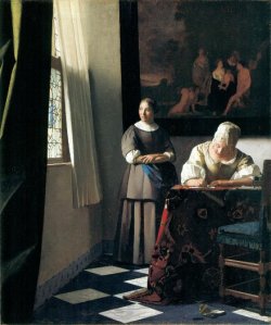 J. Vermeer A lady writing a letter with her maid, 1670-71
